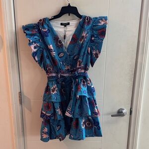NWT Beulah Blue Floral Mini Dress